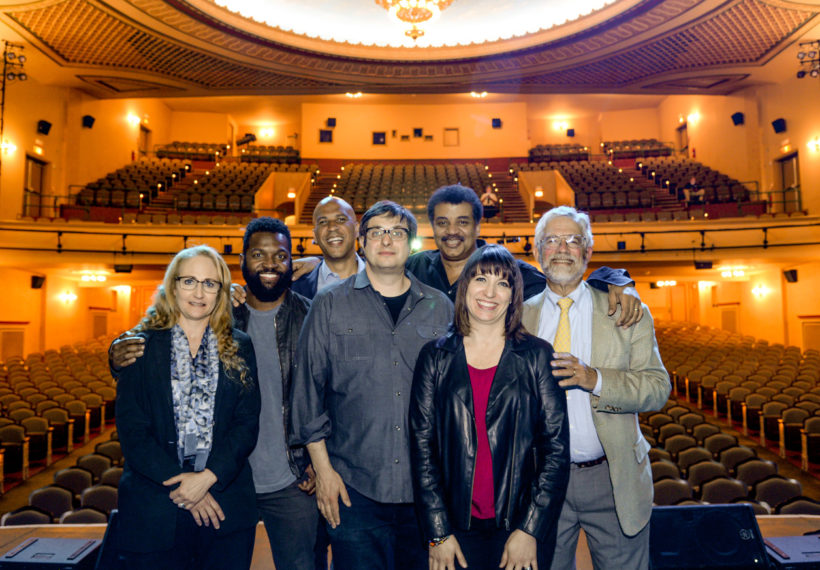Photo by Elliot Severn of the cast of StarTalk Live! before the show at the Count Basie Theatre.