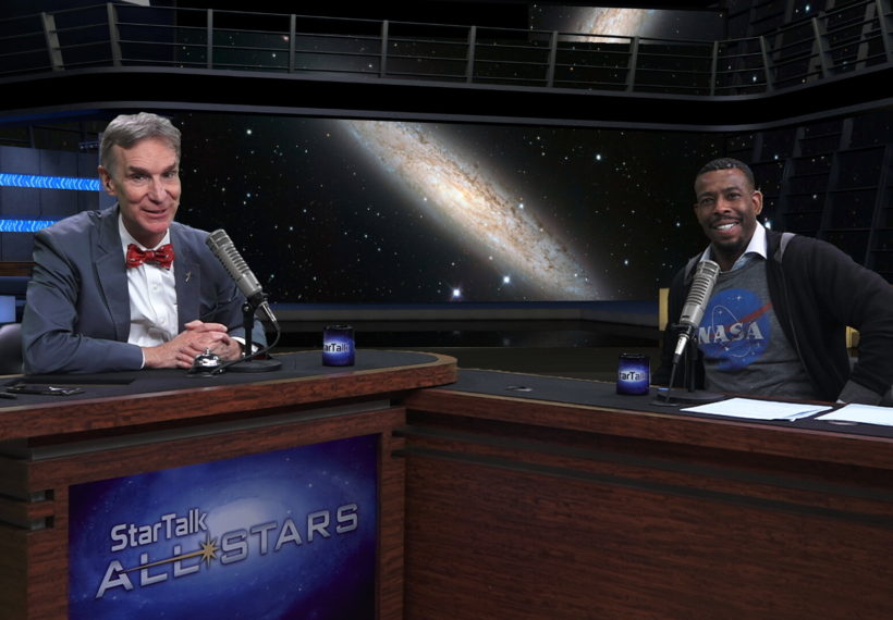 Photo of Bill Nye and Chuck Nice in the StarTalk All-Stars Studio by Ben Ratner.