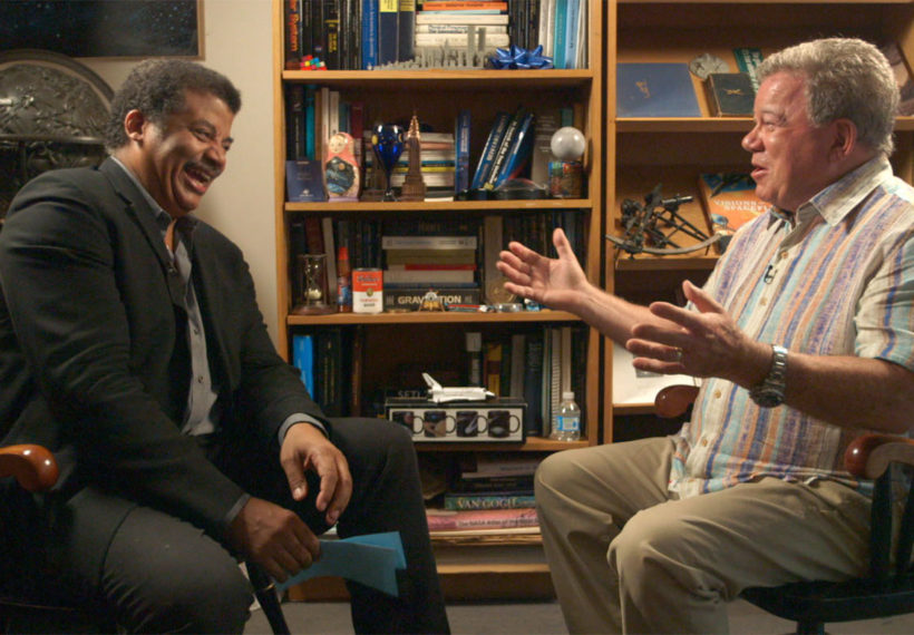 Brandon Royal's photo of Neil deGrasse Tyson and William Shatner in Neil's office at the Hayden Planetarium.