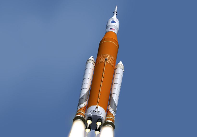 NASA Artist Concept of SLS and Orion in flight.
