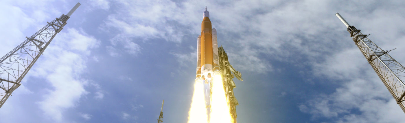 NASA Artist’s concept of the SLS (Space Launch System) and Orion capsule.