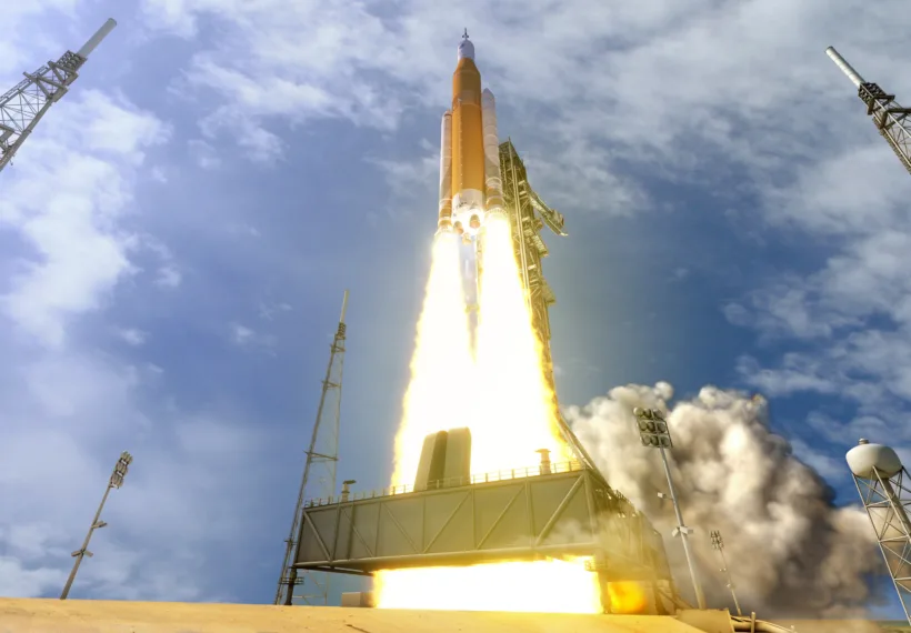 NASA Artist’s concept of the SLS (Space Launch System) and Orion capsule.