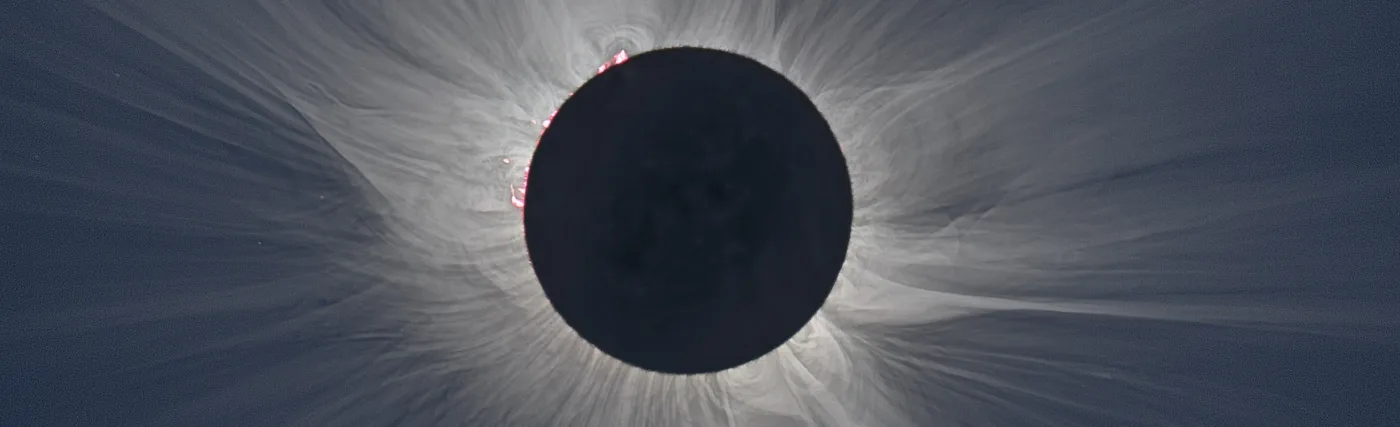 Composite image showing a total eclipse of the sun. Via NASA, credit: S. Habbal, M. Druckmüller and P. Aniol