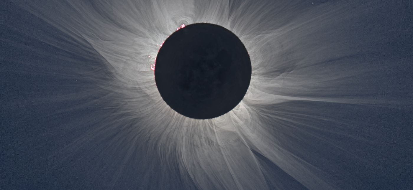 Composite image showing a total eclipse of the sun. Via NASA, credit: S. Habbal, M. Druckmüller and P. Aniol