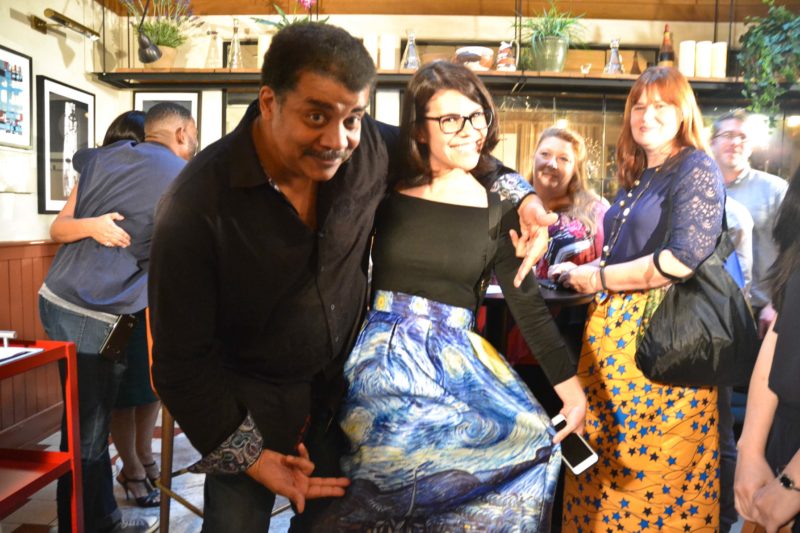 Stacey Severn's photo of Neil deGrasse Tyson, Maria Braga Hinds, and The Starry Night.