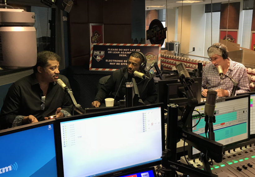Ben Ratner’s photo of Neil deGrasse Tyson, Chuck Nice and Gary O'Reilly in studio for World Series Slugfest.