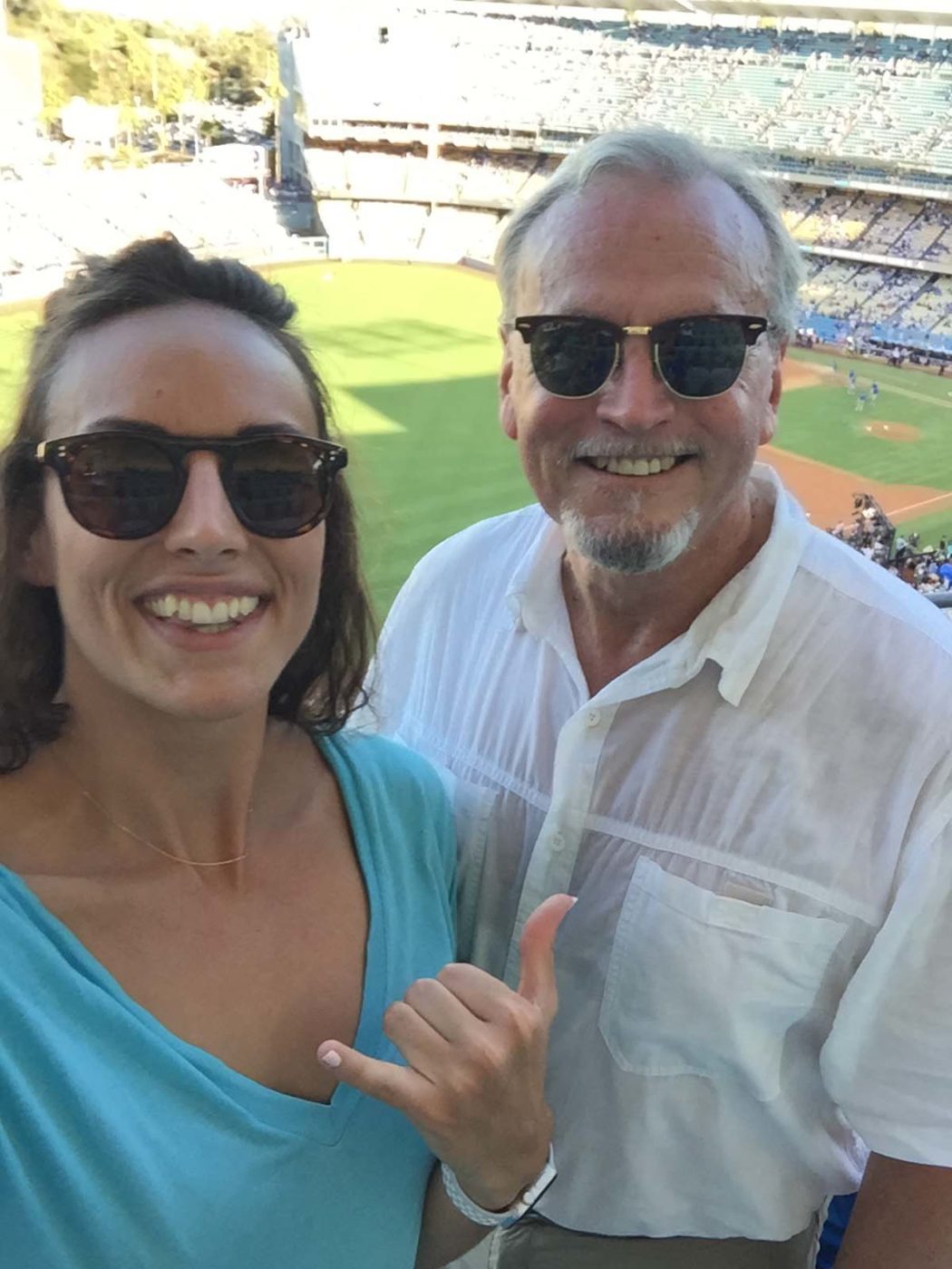 Jessica Stacy's photo of her and her dad at Dodgers Stadium thanks to Playing with Science and TuneIn.