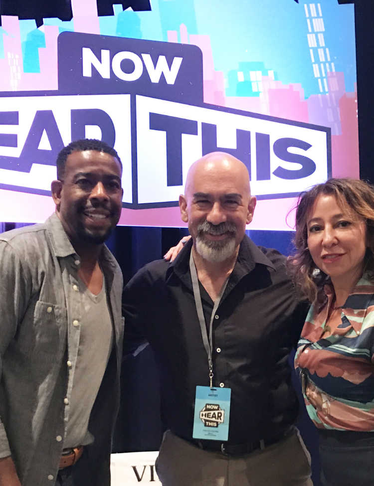 Ben Ratner’s photo from the Now Hear This Podcast Festival featuring Chuck Nice, David Spergel, and Janna Levin.
