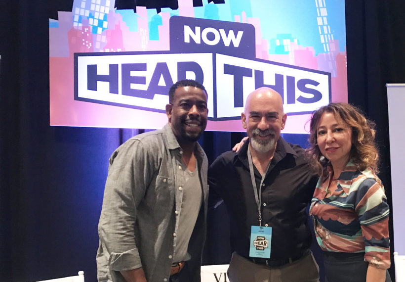 Ben Ratner’s photo from the Now Hear This Podcast Festival featuring Chuck Nice, David Spergel, and Janna Levin.