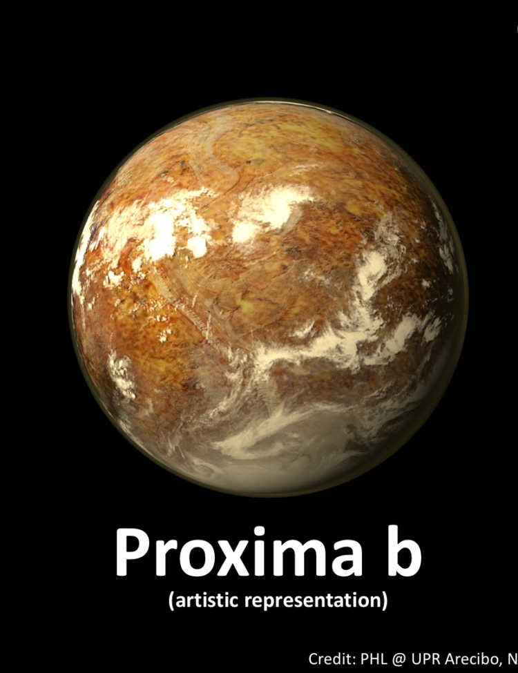 Artist’s conception depicting Earth and Proxima b. Credit: PHL at UPR Arecibo, NASA EPIC Team.
