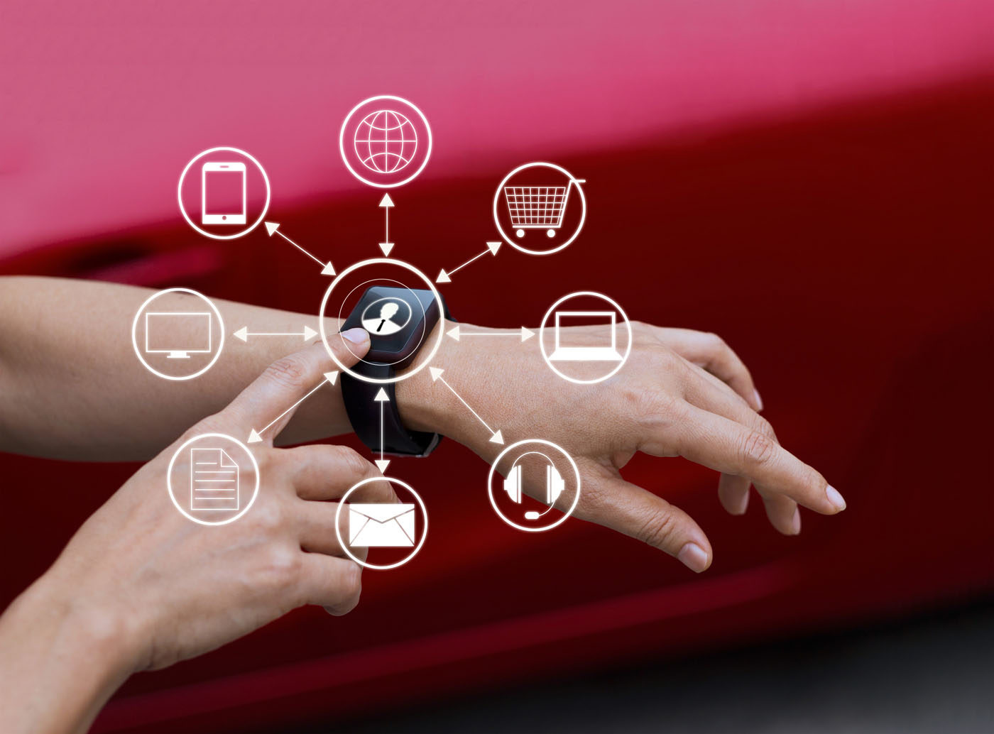 Image showing watch connected to different types of personal technology, from photographer ipopba on iStock.