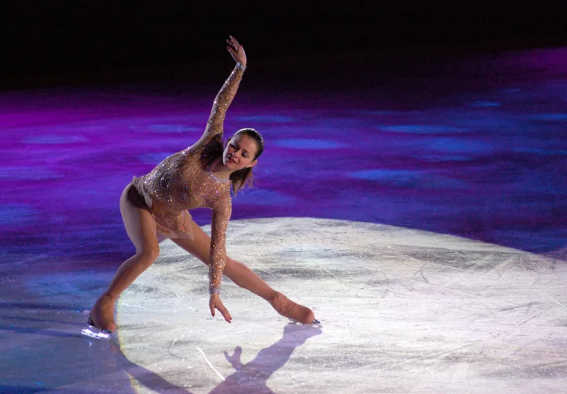 Rich Moffitt’s photo of Sasha Cohen at Skating Club of Boston's Ice Chips performance in Harvard's skating arena in Allston, MA.
