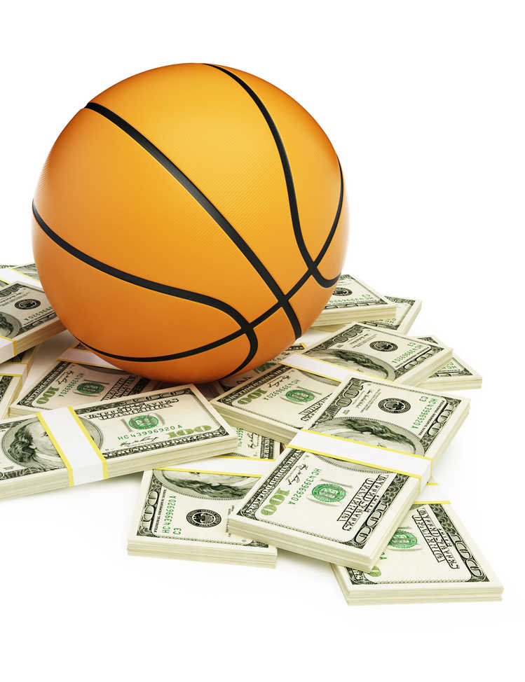 Photo of basketball and money for Playing with Science podcast, NCAA March Madness, Money and Minds. Credit: 3dfoto/iStock.