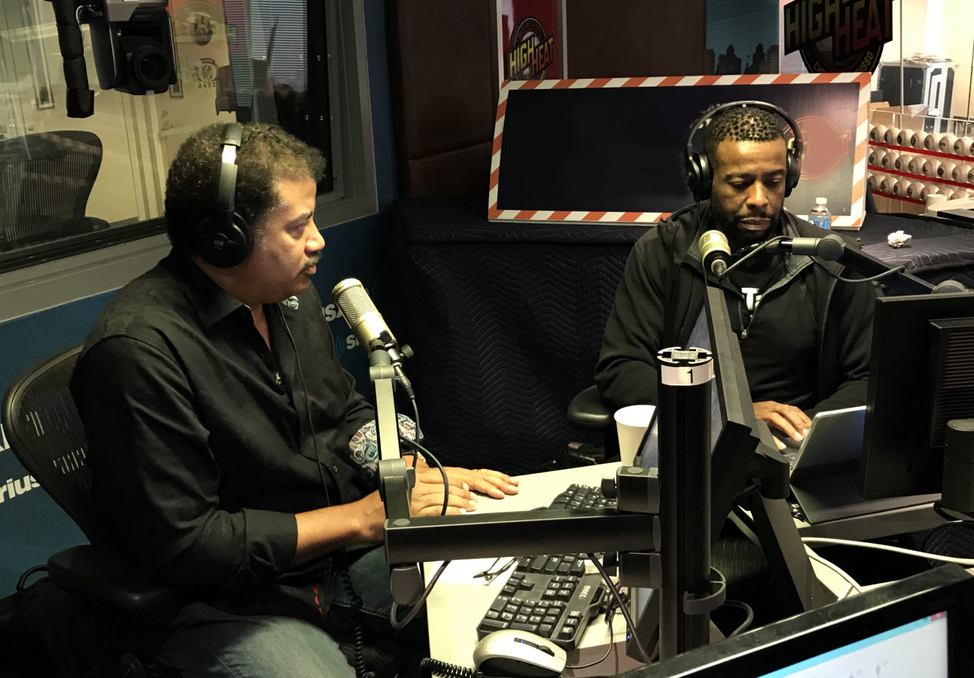 Ben Ratner's photo of Neil deGrasse Tyson and Chuck Nice in the Sirius XM studio.