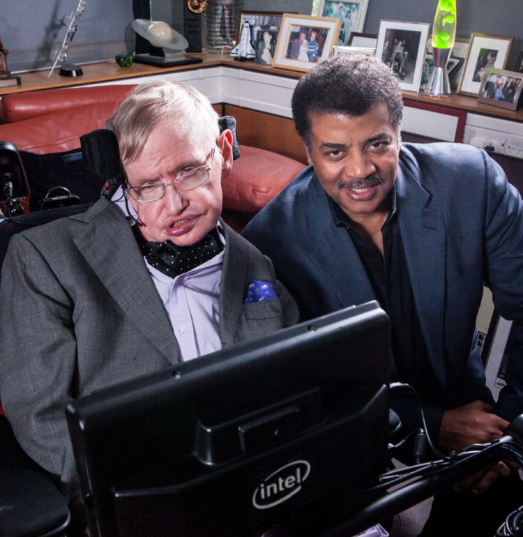 Brandon Royal’s photo of Stephen Hawking and Neil deGrasse Tyson in Professor Hawking’s office.