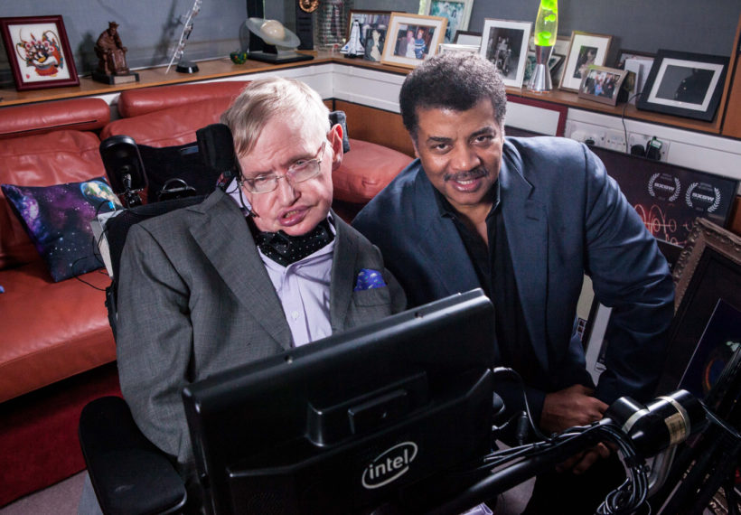 Brandon Royal’s photo of Stephen Hawking and Neil deGrasse Tyson in Professor Hawking’s office.