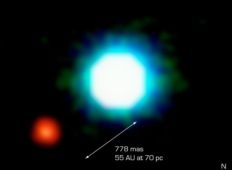 Infrared ESO image showing first confirmed exoplanet discovered through direct observation. Credit: The original uploader was Ascánder at Spanish Wikipedia [CC BY 4.0 (http://creativecommons.org/licenses/by/4.0)], via Wikimedia Commons.