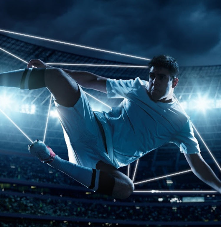 Image of a virtual reality soccer player broadcast, courtesy of Beyond Sports.
