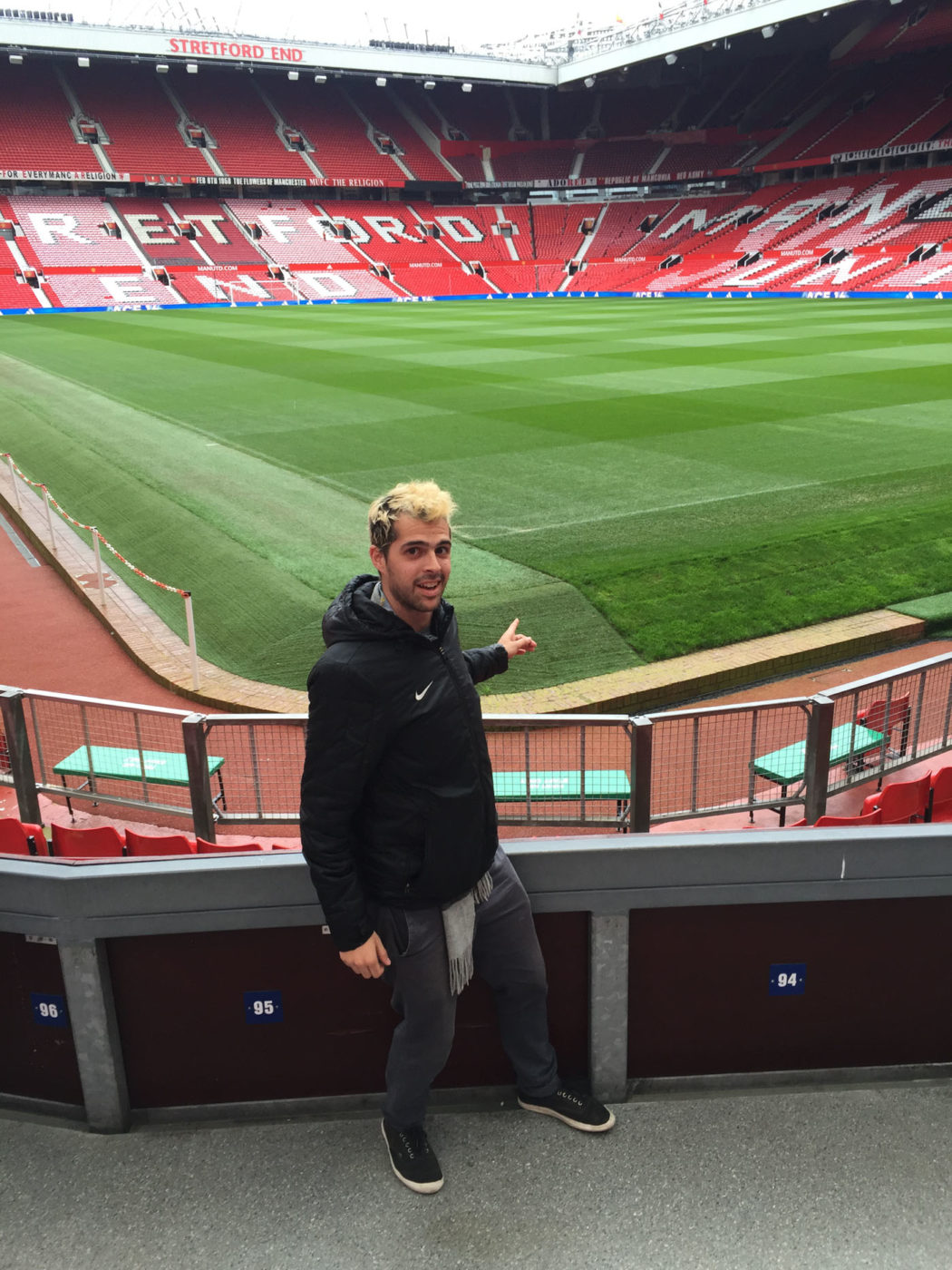 Ian Mullen's photo of himself at Old Trafford soccer field, home of Manchester United.