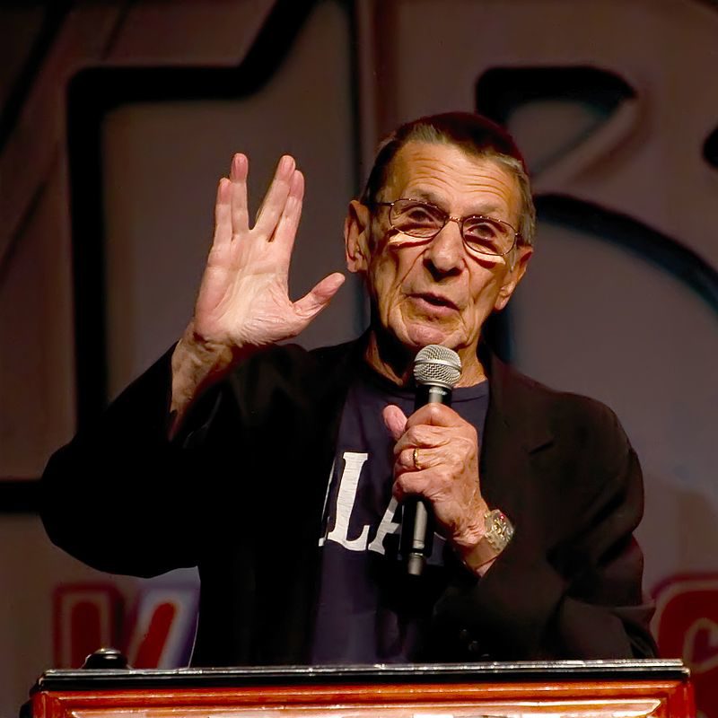Photo of Leonard Nimoy making the LLAP sign, By Beth Madison derivative work: Hic et nunc [CC BY 2.0 (https://creativecommons.org/licenses/by/2.0)], via Wikimedia Commons. 