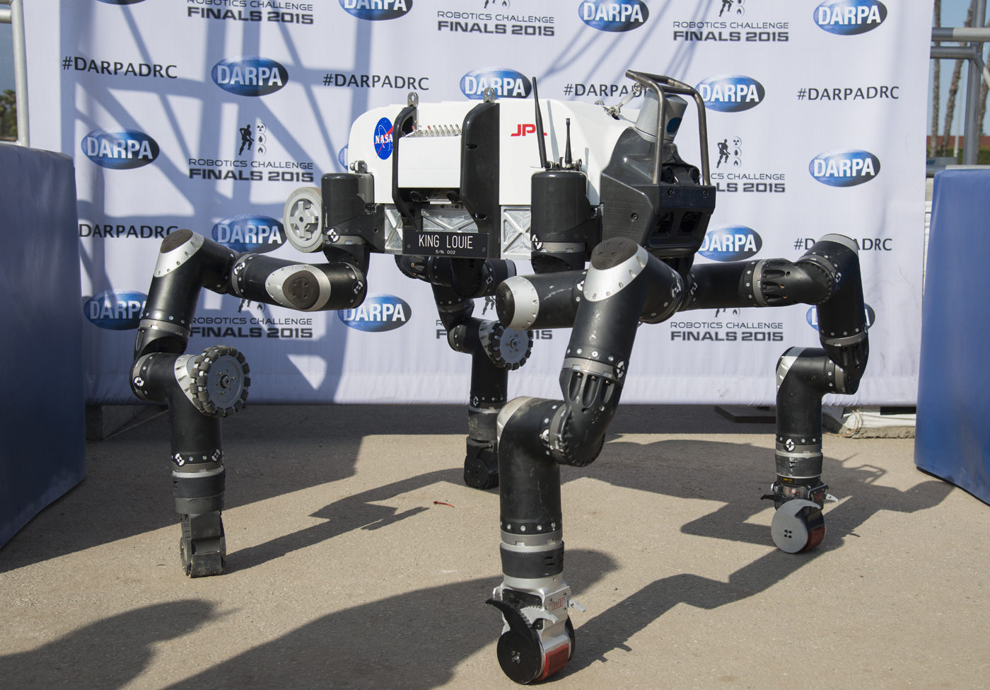 J.Krohn's photo of JPL's RoboSimian at the DARPA Robotics Challenge Finals in 2015, courtesy of JPL-Caltech.