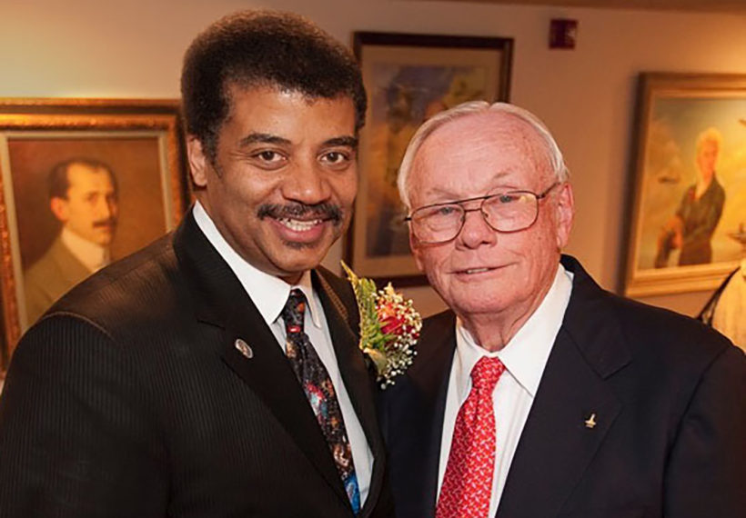 Photo of Neil deGrasse Tyson and Neil Armstrong. © Tyson Archives.