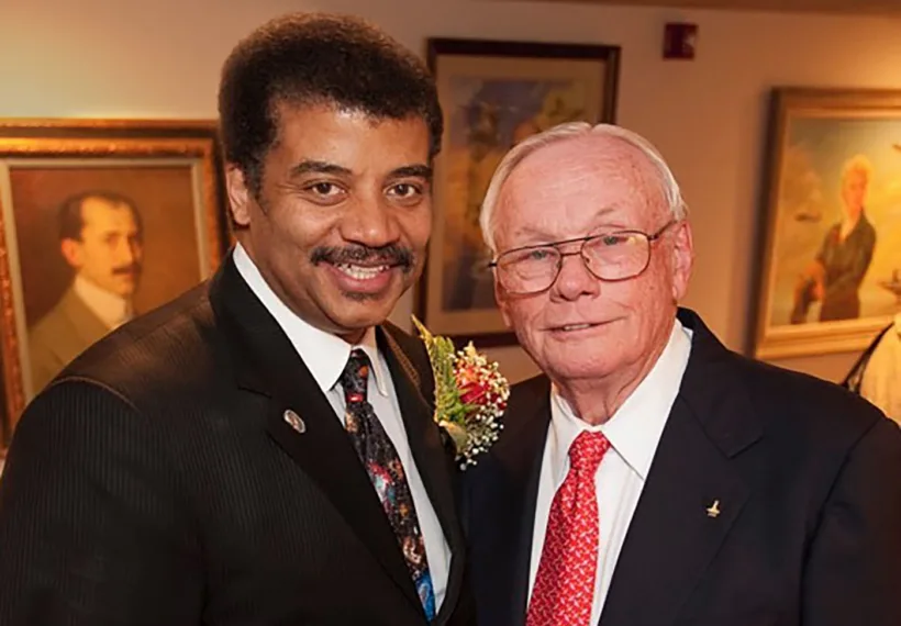 Photo of Neil deGrasse Tyson and Neil Armstrong. © Tyson Archives.