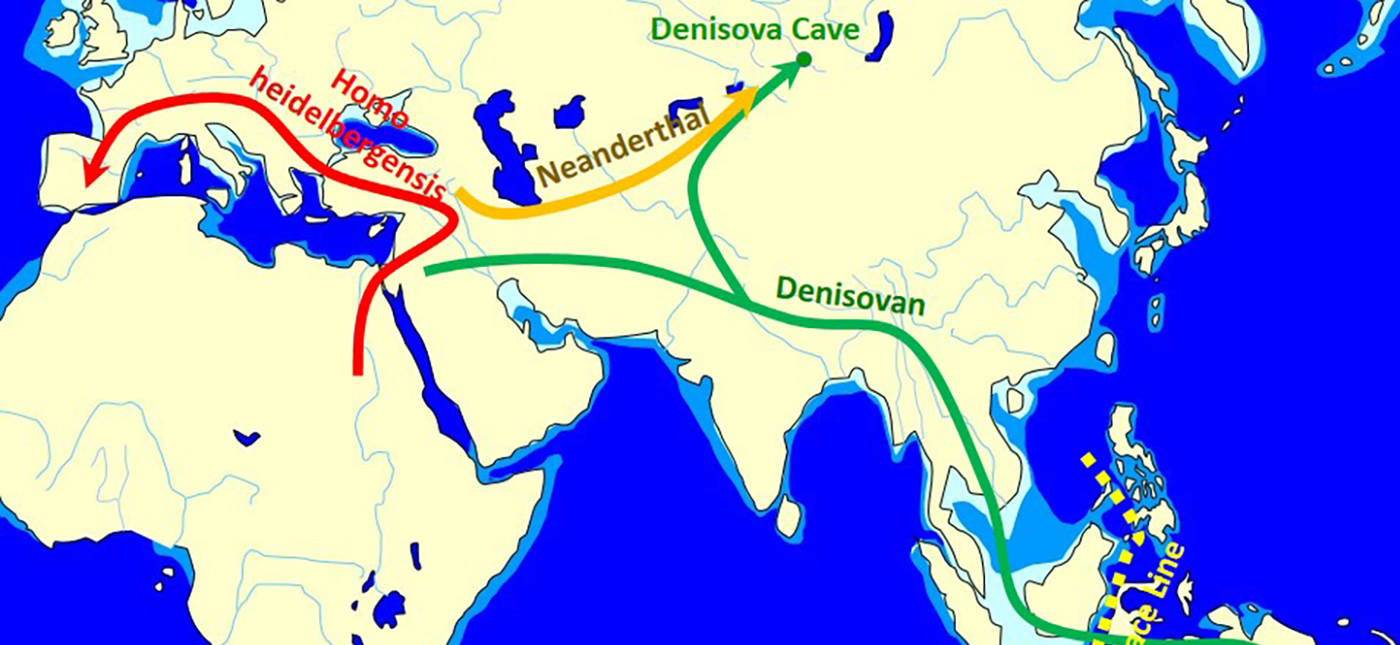 Map showing the spread and evolution of Denisovans. Credit: John D. Croft via Wikimedia Commons.