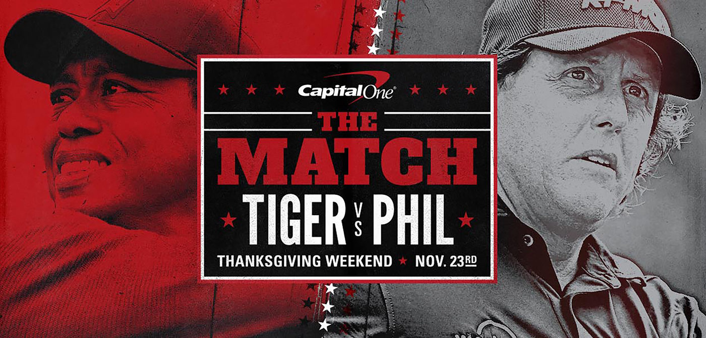 DIRECTV's graphic for "The Match" between Tiger Woods and Phil Mickelson.