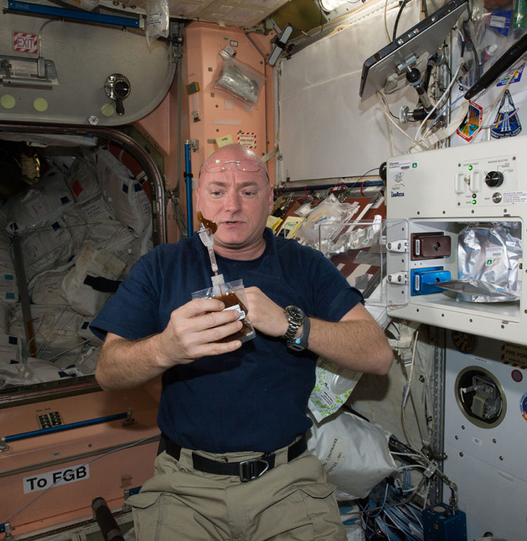 NASA photo of Scott Kelly on the International Space Station during his year in space.