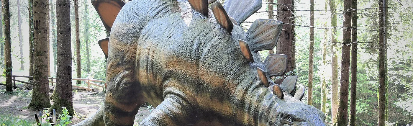 Photo of a Stegosaurus re-creation, by Espirat via Wikimedia Commons.