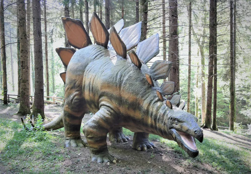 Photo of a Stegosaurus re-creation, by Espirat via Wikimedia Commons.