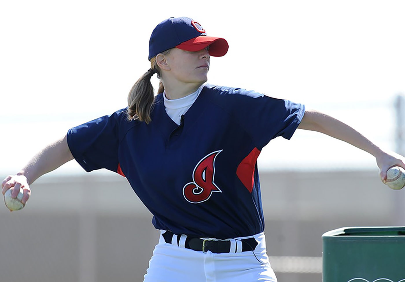 Photo of Justine Siegal pitching, courtesy of Justine Siegal.