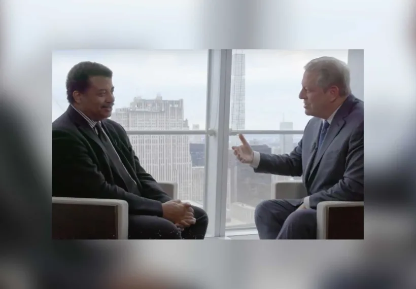 National Geographic photo of Neil deGrasse Tyson and Al Gore.
