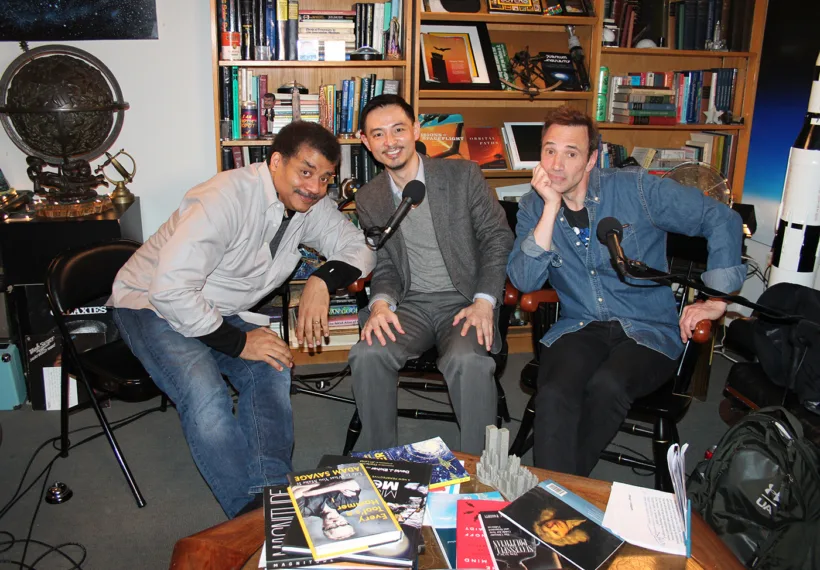 StarTalk’s photo of Neil deGrasse Tyson, Matthew Liao, and Paul Mecurio in Neil’s office at The Hayden Planetarium.