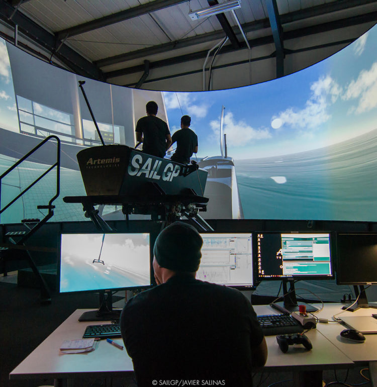 Photo of the SailGP Simulator, ©SAILGP-Javier Salinas.