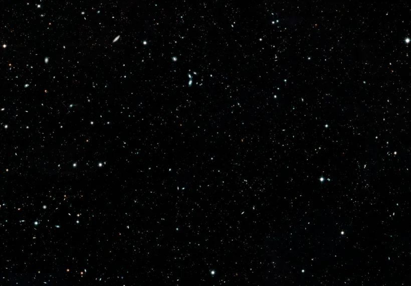 A portion of ESA and NASA's Hubble Deep Field Image. NASA, ESA, G. Illingworth and D. Magee (University of California, Santa Cruz), K. Whitaker (University of Connecticut), R. Bouwens (Leiden University), P. Oesch (University of Geneva), and the Hubble Legacy Field team.