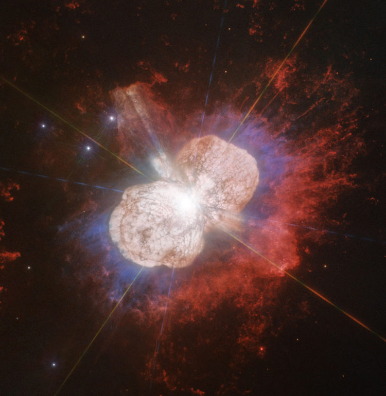 NASA, ESA, and the Hubble Telescope’s image of Eta Carinae, with processing and license by Judy Schmidt.