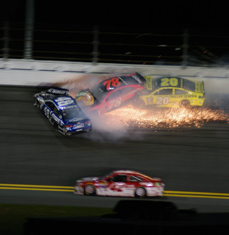 Palmount45’s photo of a three-car crash at Daytona.
