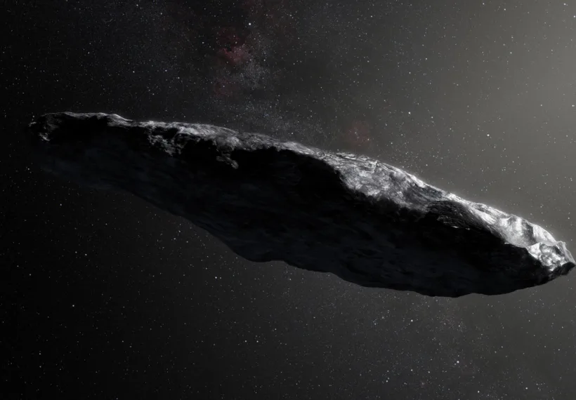An artist’s illustration of ‘Oumuamua. Credit European Southern Observatory/M. Kornmesser