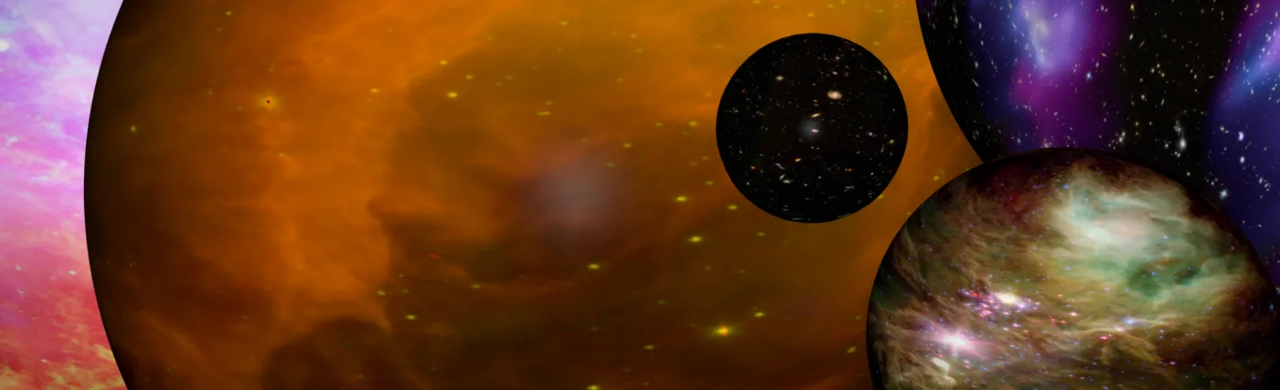 Silver Spoon’s rendering of multiverse spheres side by side.