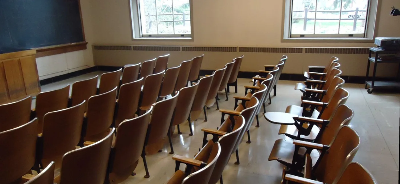 Classroom in an academic building. Our tour guide answered questions from parents and prospective students. What is y to the "n plus 1"? (There were equations on the blackboard). A photo from a campus visit to Cornell on April 9, 2012 (actual date of photo).