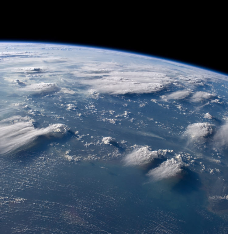 Thunderheads near Borneo, Indonesia are featured in this image photographed by an Expedition 40 crew member on the International Space Station.