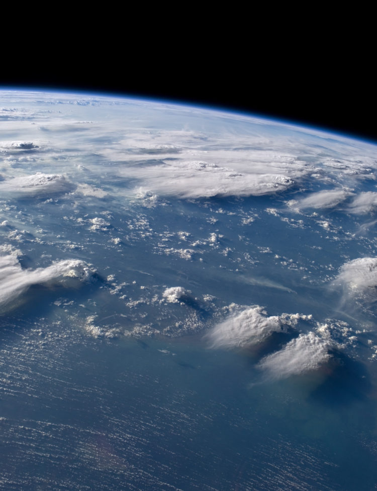 Thunderheads near Borneo, Indonesia are featured in this image photographed by an Expedition 40 crew member on the International Space Station.