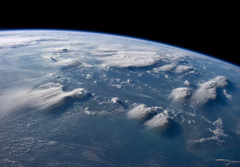 Thunderheads near Borneo, Indonesia are featured in this image photographed by an Expedition 40 crew member on the International Space Station.