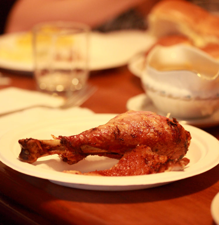 Thanksgiving Dinner Turkey Drumstick Leg On Paper Plate