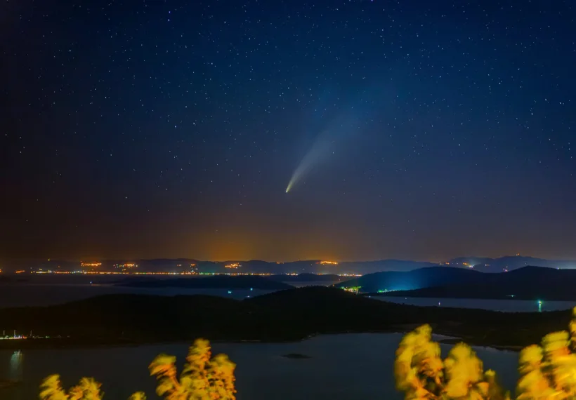 Comet NEOWISE (C/2020 F3) gliding over Ayvalık Islands Nature Park