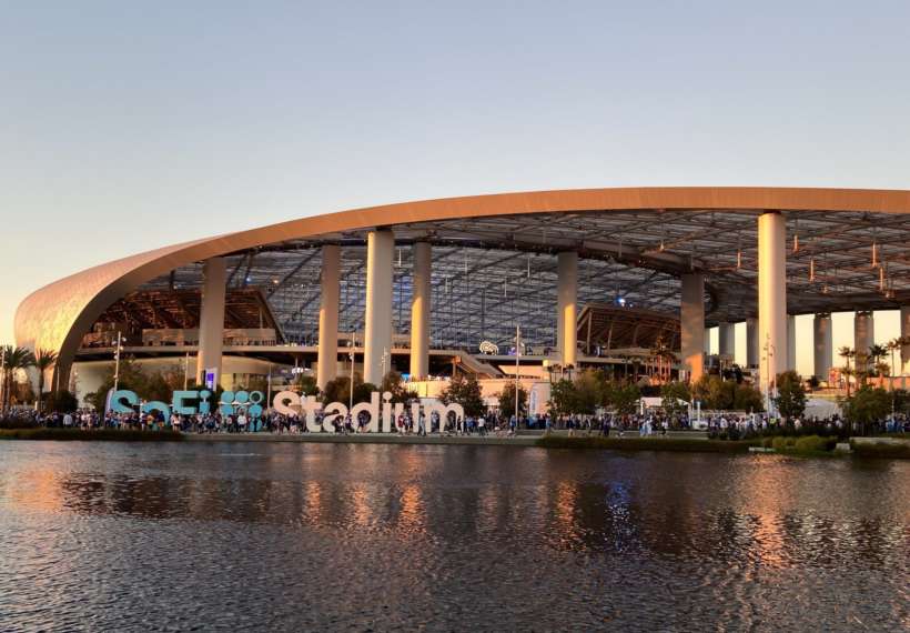 Exterior of SoFi Stadium in November 2021 - taken after the conclusion of the Los Angeles Chargers vs Minnesota Vikings week 10 game.