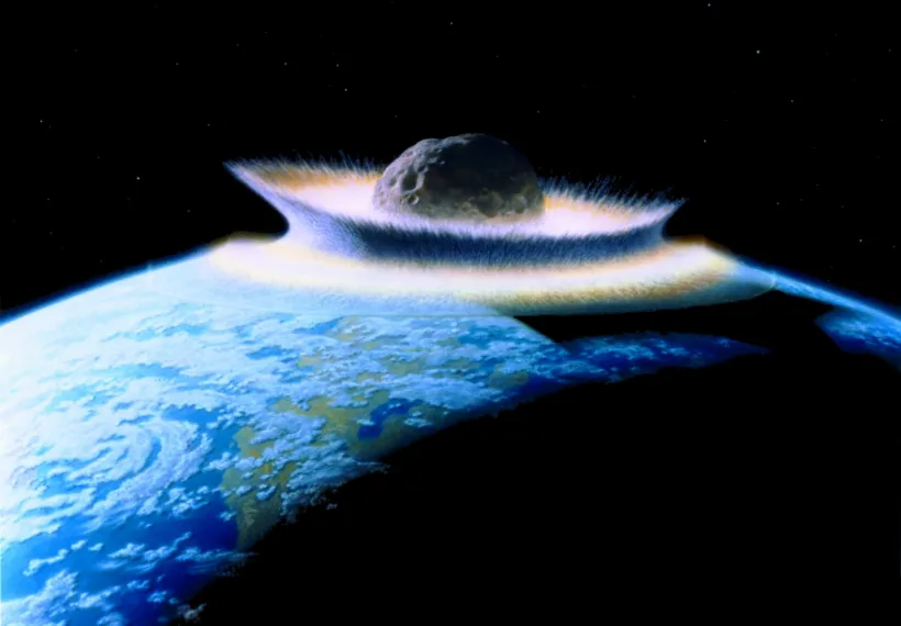 Planetoid crashing into primordial Earth