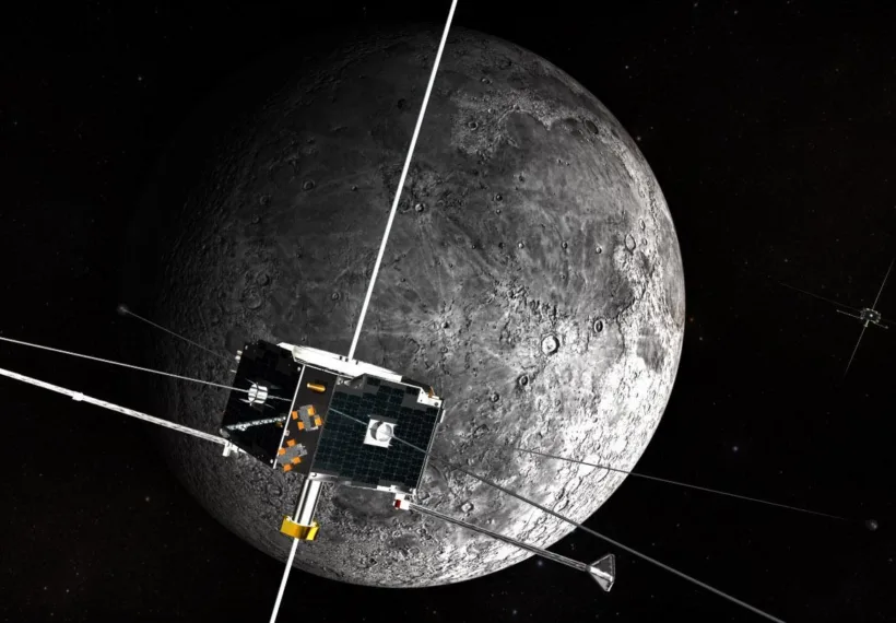 An artist's concept of the ARTEMIS spacecraft in orbit around the Moon